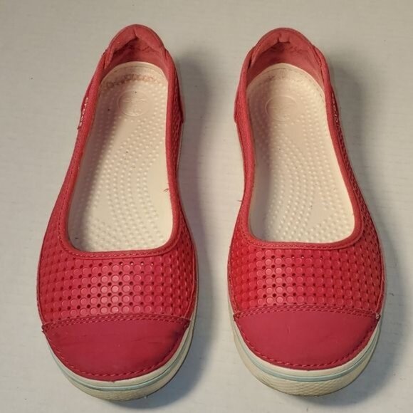 Crocs Shoes Flats MARY JANES Slip on CrosMesh Hover Pink Women's WOMAN'S Size 6 - Picture 2 of 9